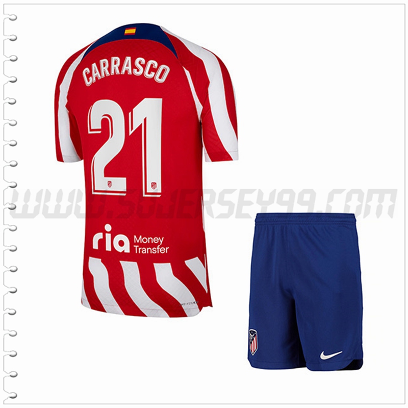 Equipacion del Atletico Madrid CARRASCO #21 Ninos 2022 2023