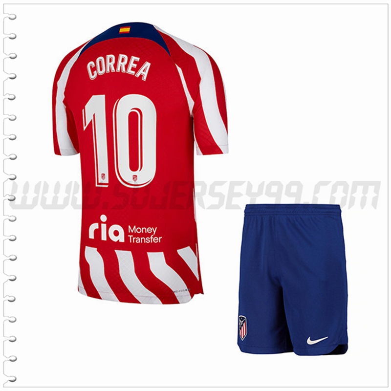 Equipacion del Atletico Madrid CORREA #10 Ninos 2022 2023