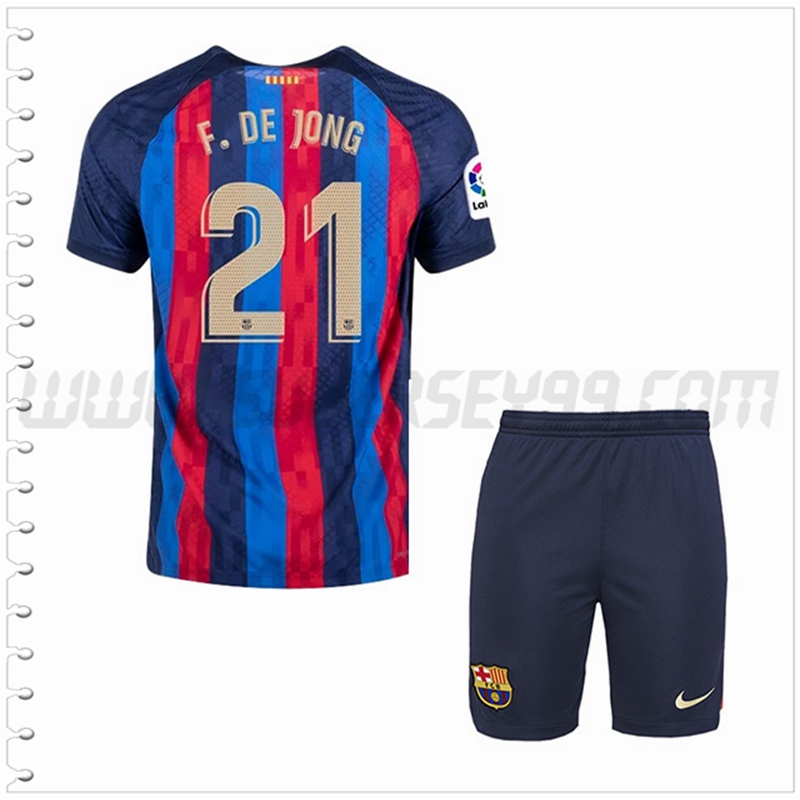 Equipacion del FC Barcelona F.DE JONG #21 Ninos 2022 2023