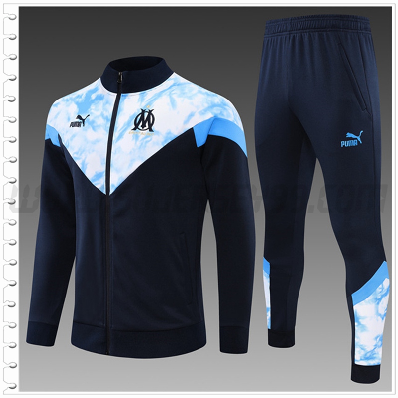 Chaqueta Chandal Futbol Marsella Ninos Azul Marino/Blanco 2022 2023
