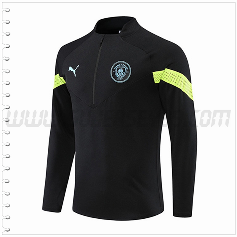 Sudadera Entrenamiento Manchester City Negro/Verde 2022 2023