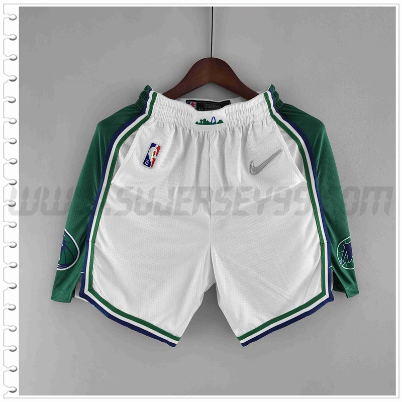 Pantalones Cortos NBA Dallas Mavericks 2022 Blanco/Verde Trim Urban Edition