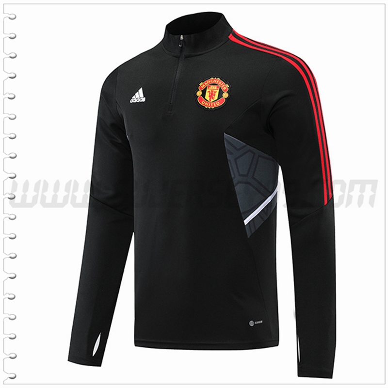 Sudadera Entrenamiento Manchester United Negro/Gris 2022 2023