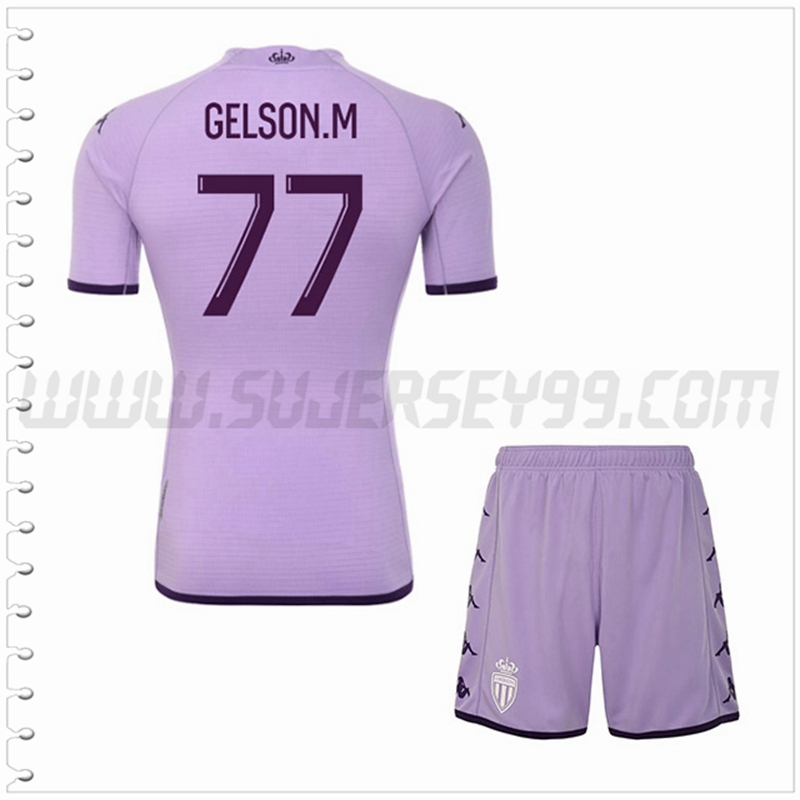 Equipacion del AS Monaco GELSON.M #77 Ninos 2022 2023
