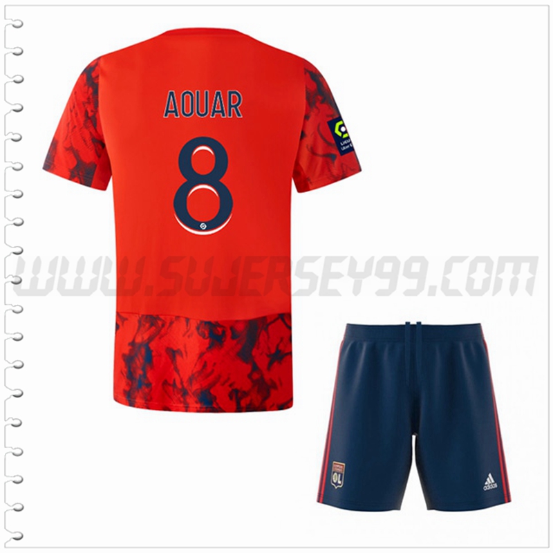 Equipacion del Lyon OL AOUAR #8 Ninos 2022 2023
