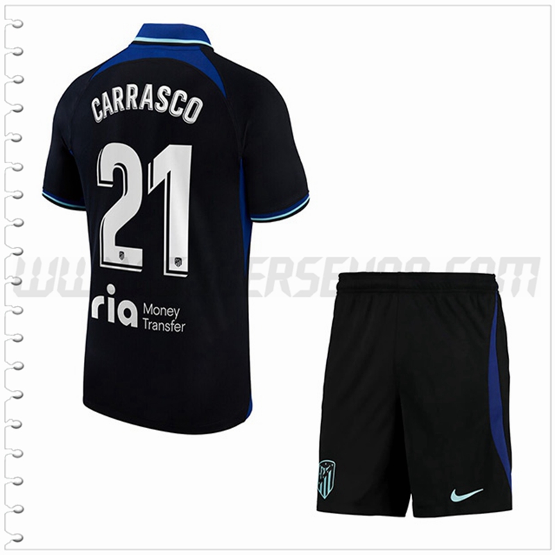 Equipacion del Atletico Madrid CARRASCO #21 Ninos 2022 2023