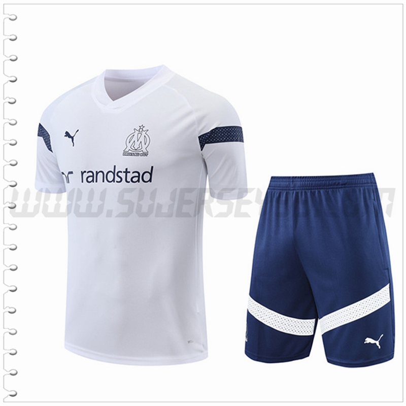 Camiseta Entrenamiento Marsella + Pantalones Cortos Blanco 2022 2023