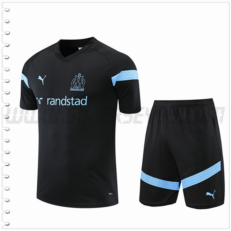 Camiseta Entrenamiento Marsella + Pantalones Cortos Negro 2022 2023