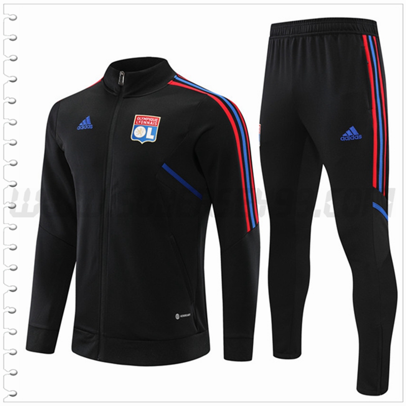 Chaqueta Chandal Futbol Lyon Negro 2022 2023