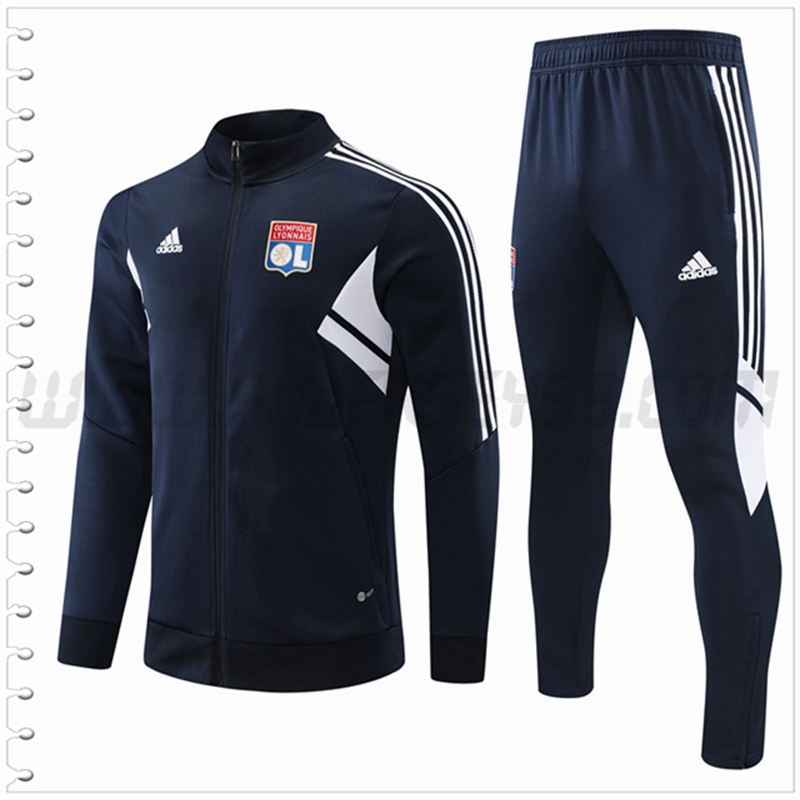 Chaqueta Chandal Futbol Lyon Negro/Blanco 2022 2023