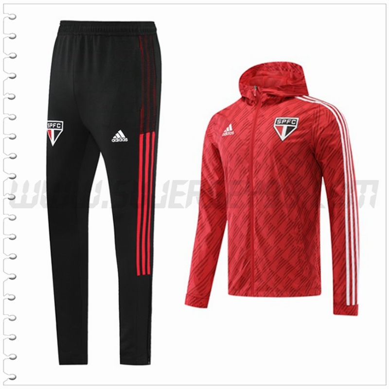 Rompevientos con capucha Sao Paulo FC Rojo 2022 2023