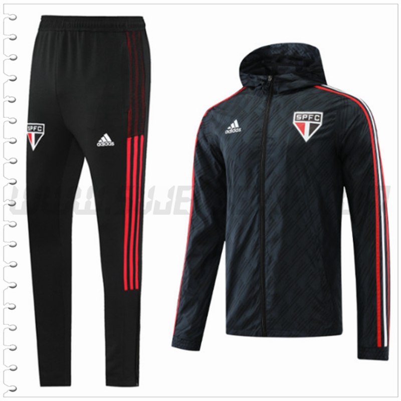 Rompevientos con capucha Sao Paulo FC Negro 2022 2023