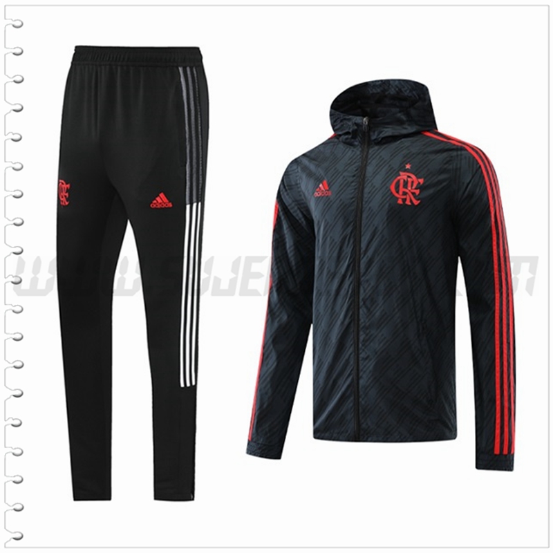 Rompevientos con capucha Flamengo Negro/Rojo 2022 2023