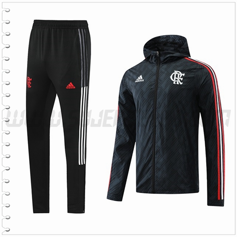 Rompevientos con capucha Flamengo Negro 2022 2023