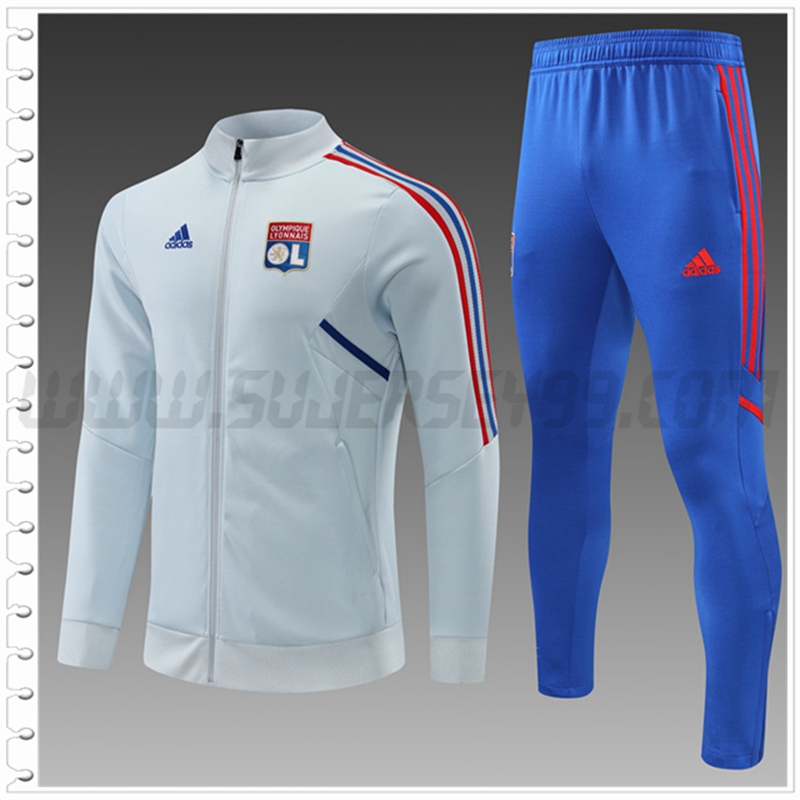 Chaqueta Chandal Futbol Lyon Ninos Gris 2022 2023
