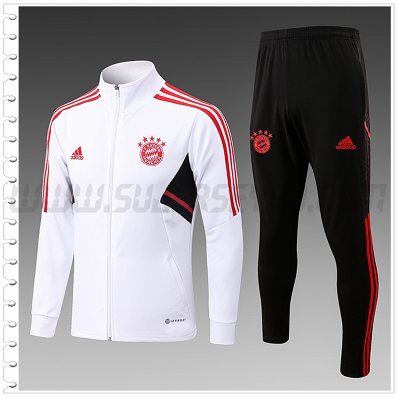 Chaqueta Chandal Futbol Bayern Munich Ninos Blanco 2022 2023