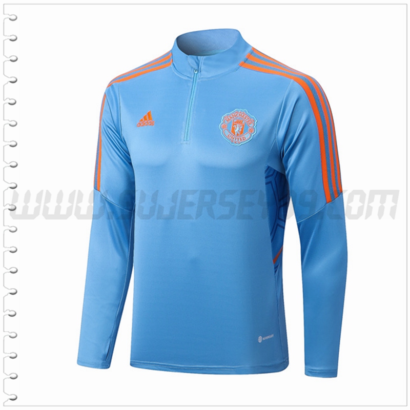Sudadera Entrenamiento Manchester United Azul claro 2022 2023