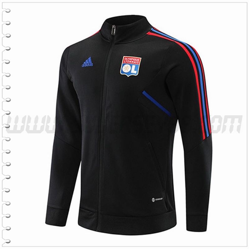 Chaqueta Futbol Lyon Negro 2022 2023