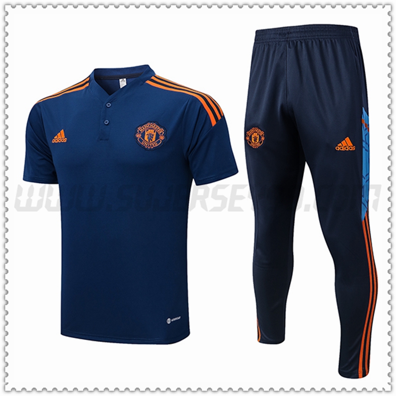Polo Futbol Manchester United + Pantalones Azul Marino 2022 2023