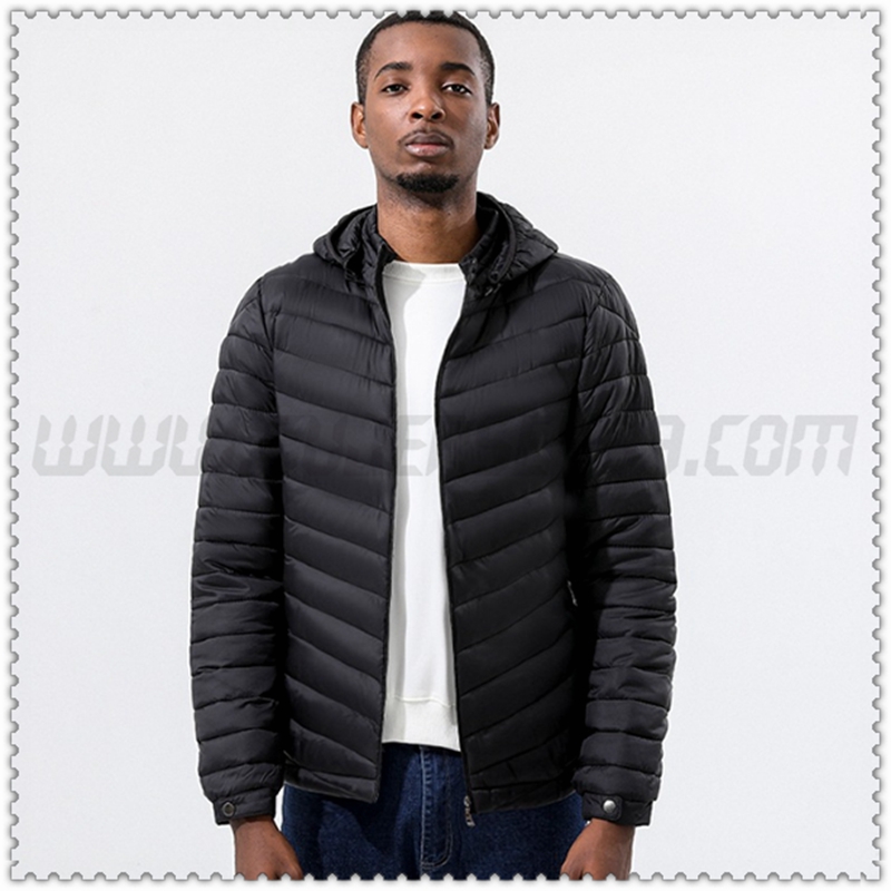 Nuevo Chaqueta de Plumón con Capucha Delgado Térmico Negro 2022