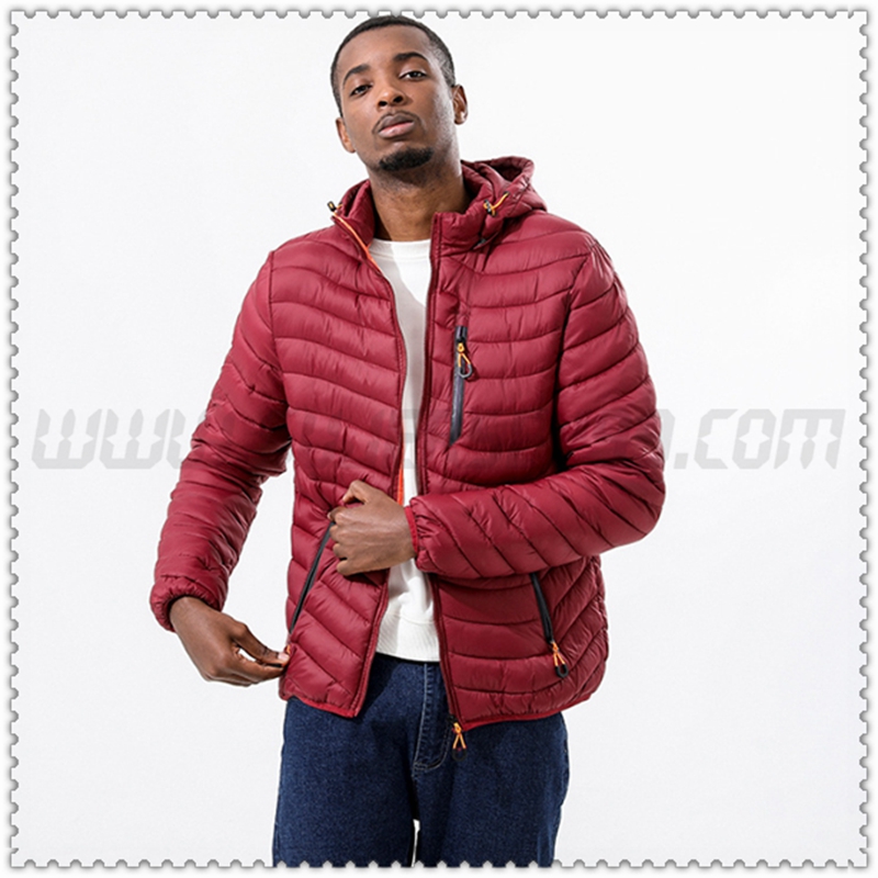 Chaqueta de Plumón con Capucha Moda Térmico Rojo Oscuro 2022