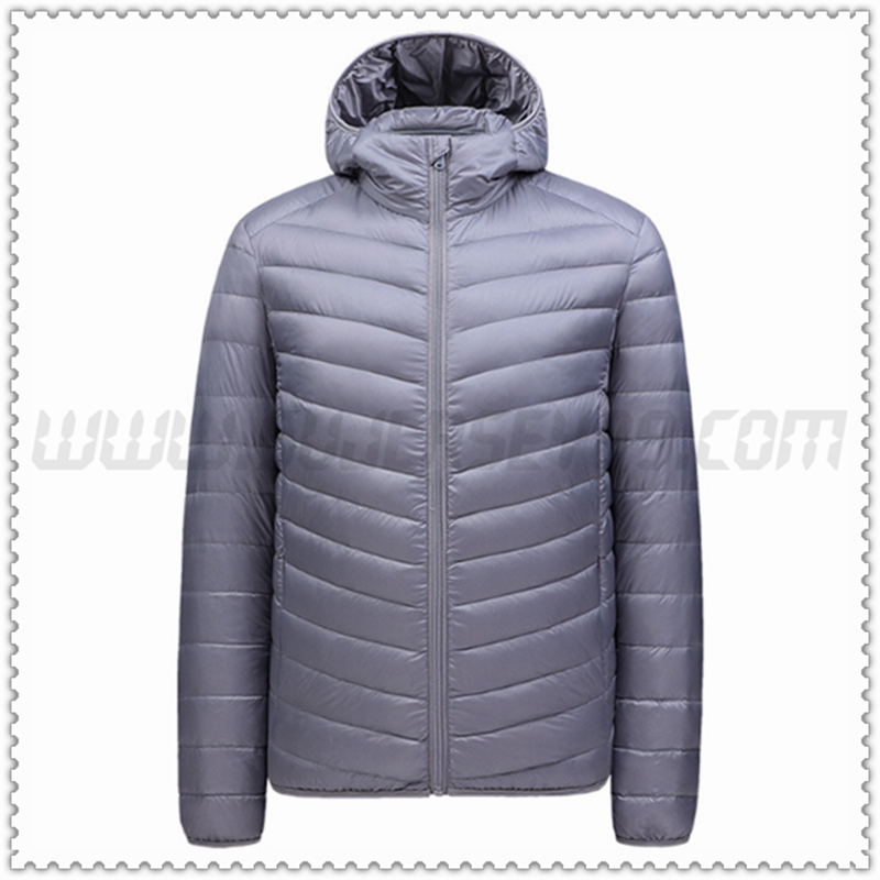 Nuevo Chaqueta de Plumón con Capucha Cuello Recto Agachate Gris
