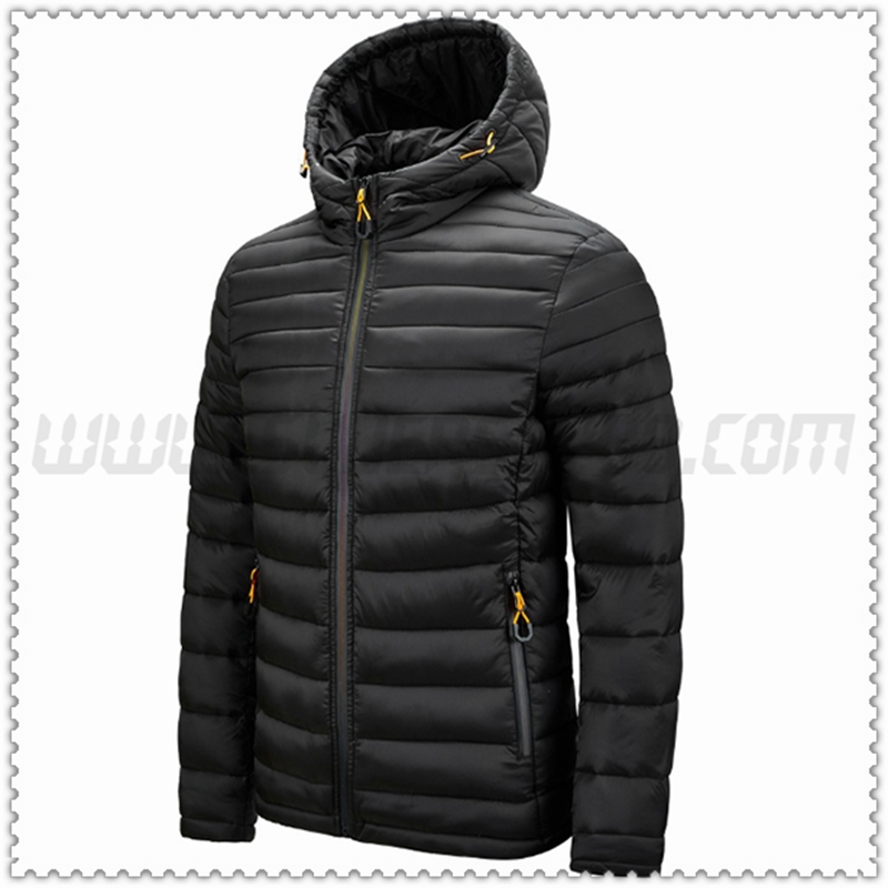Nuevo Chaqueta de Plumón con Capucha Mince Protección contra el frío Negro 2022