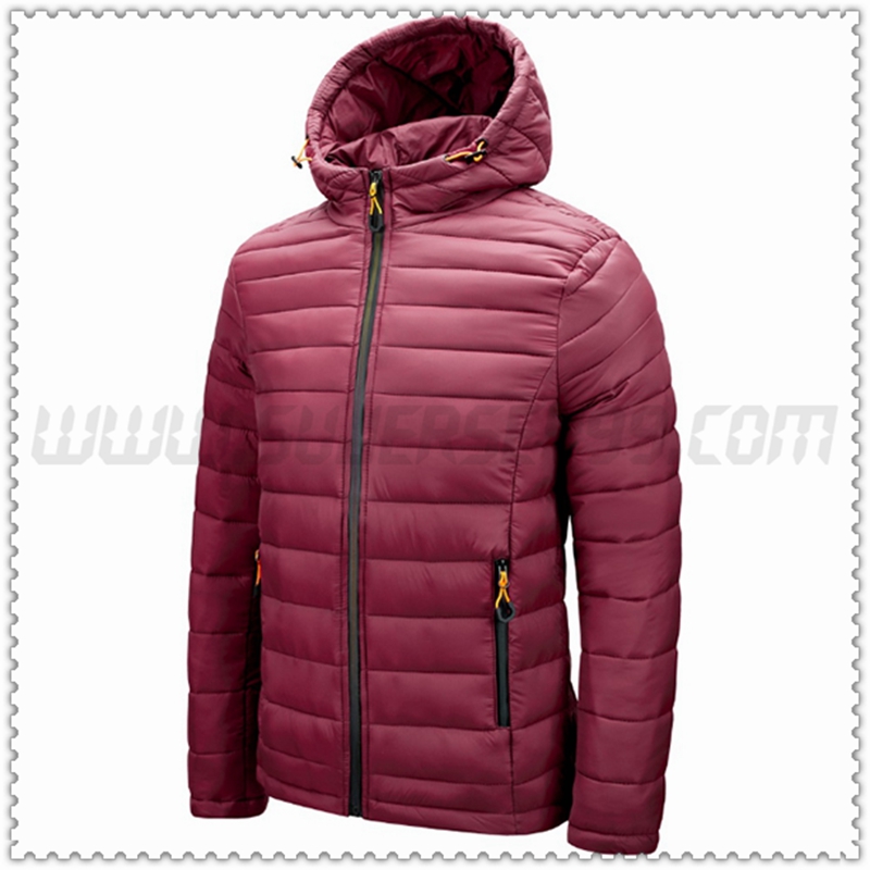 Nuevo Chaqueta de Plumón con Capucha Mince Protección contra el frío Rojo Oscuro 2022