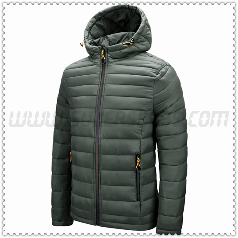 Nuevo Chaqueta de Plumón con Capucha Mince Protección contra el frío Ejército Verde 2022