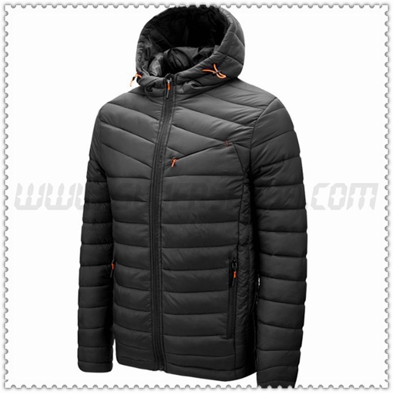 Nuevo Chaqueta de Plumón con Capucha Mince Protección contra el frío Térmico Negro 2022