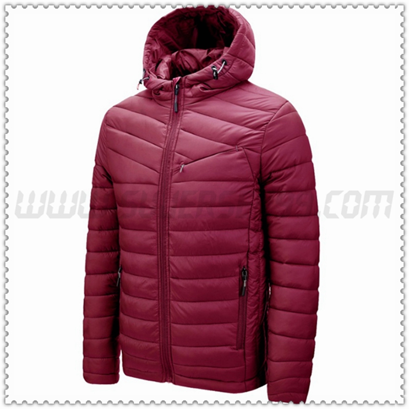 Nuevo Chaqueta de Plumón con Capucha Mince Protección contra el frío Térmico Rojo Oscuro 2022