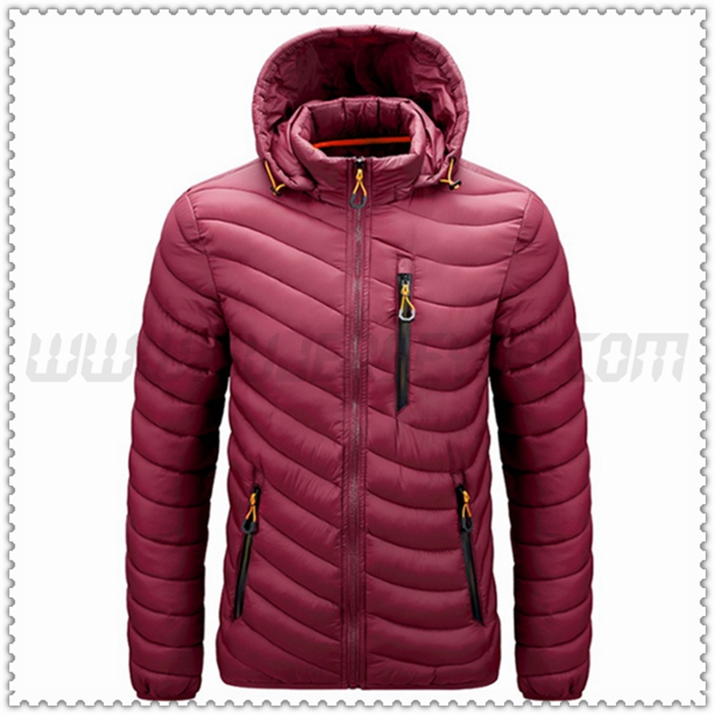 Chaqueta de Plumón con Capucha Mince Protección contra el frío Térmico Rojo Oscuro 2022