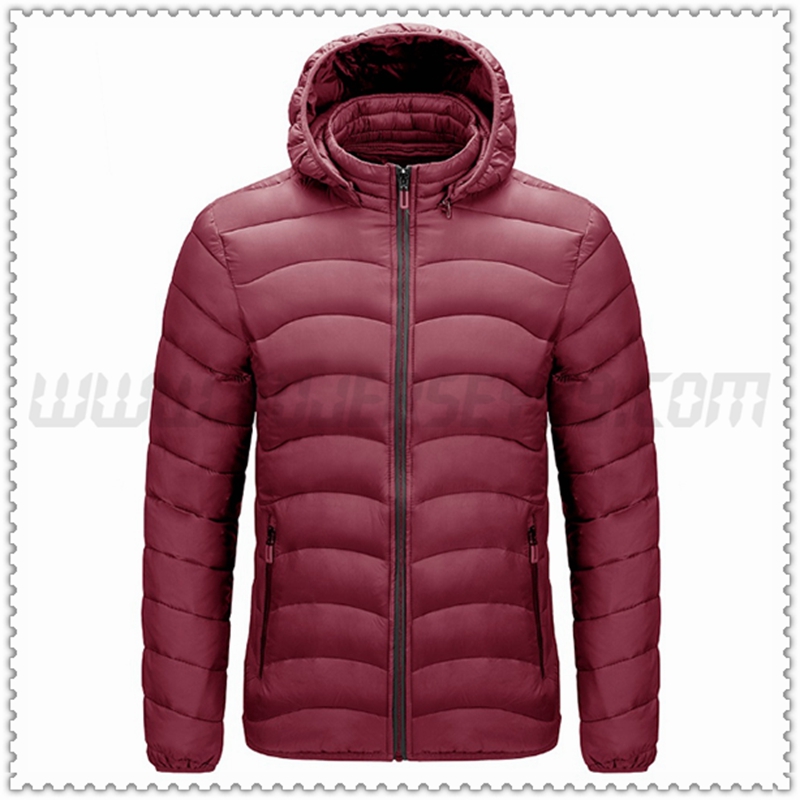 Nuevo Chaqueta de Plumón con Capucha Protección contra el frío Térmico Rojo Oscuro 2022