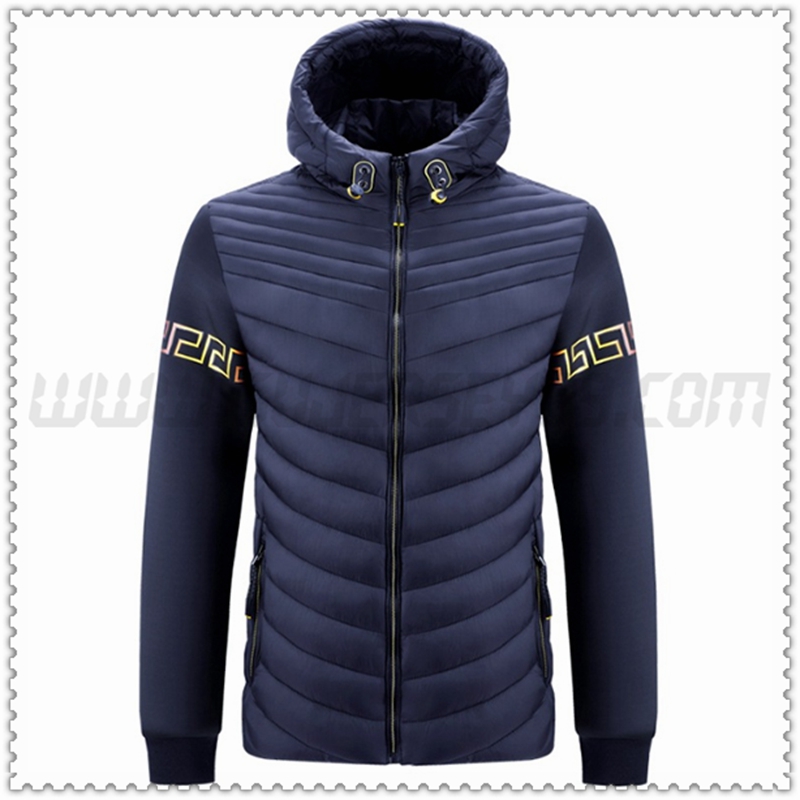 Nuevo Chaqueta de Plumón con Capucha Moda Térmico Azul Marino