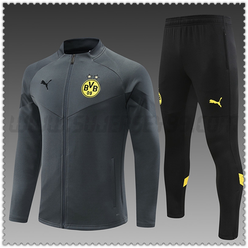 Chaqueta Chandal Futbol Dortmund Ninos Gris 2022 2023