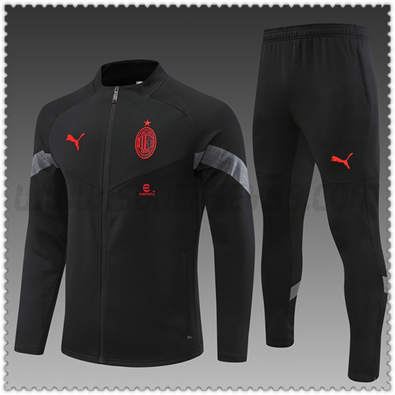 Chaqueta Chandal Futbol AC Milan Ninos Negro 2022 2023
