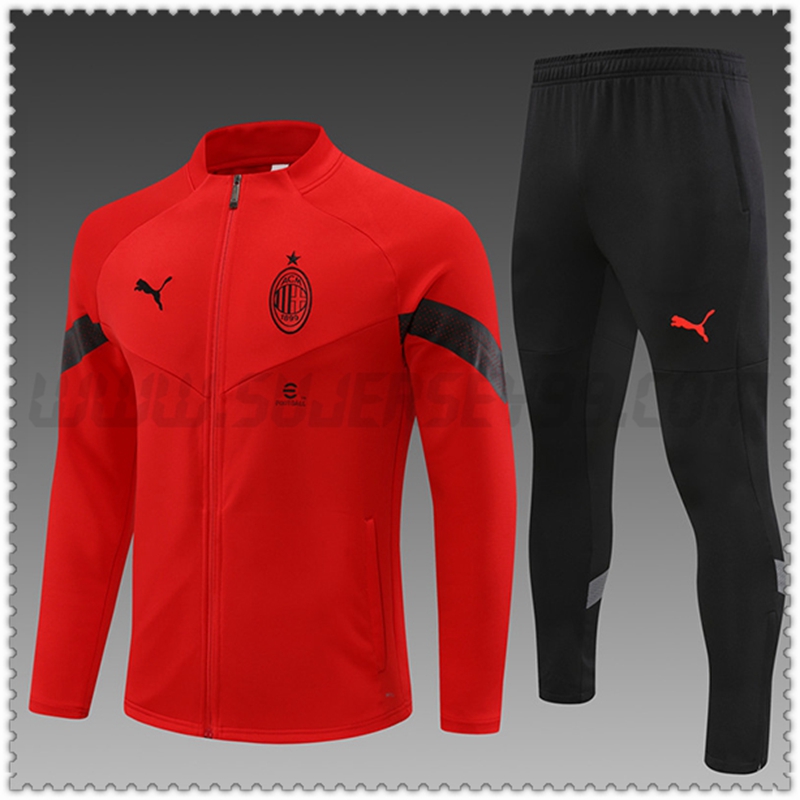 Chaqueta Chandal Futbol AC Milan Ninos Rojo 2022 2023