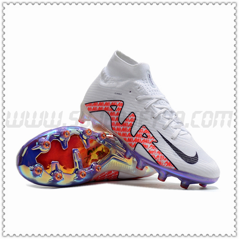Nike Zapatos de Futbol Air Zoom Mercurial High Gang Superfly IX Elite AG Blanco