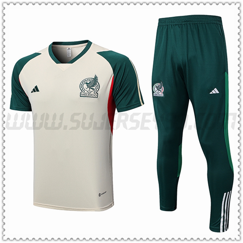 Camiseta Entrenamiento México + Pantalones Beige 2022 2023