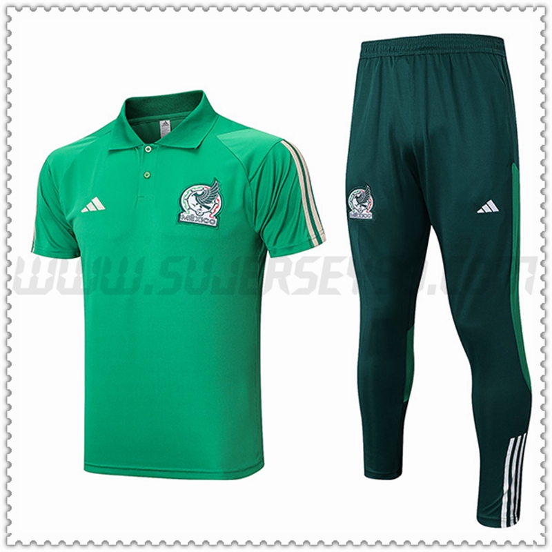 Polo Futbol México + Pantalones Verde 2022 2023