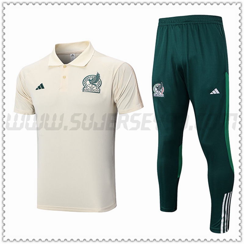 Polo Futbol México + Pantalones Beige 2022 2023