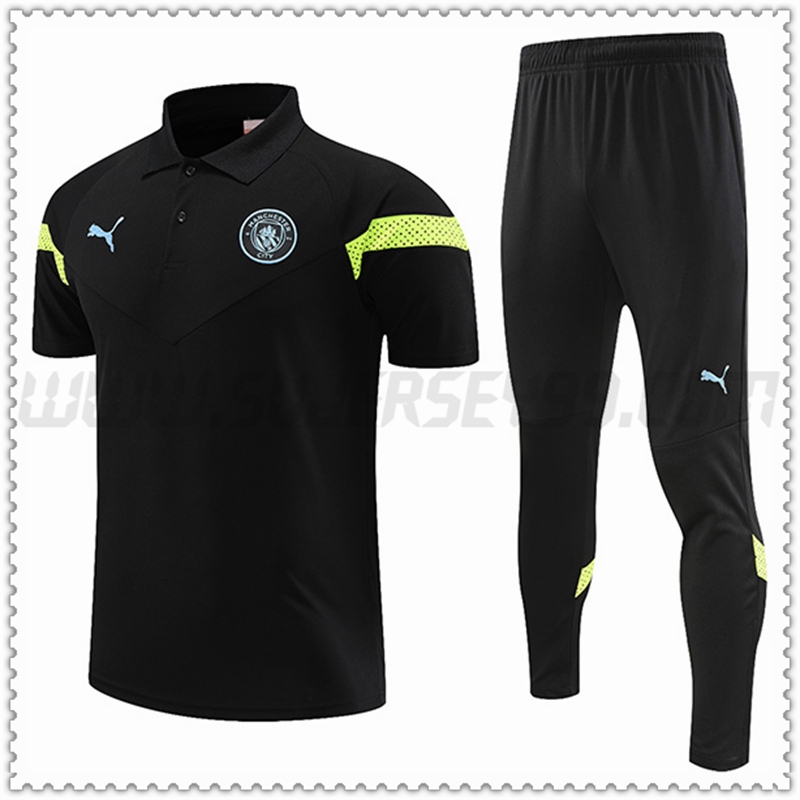 Polo Futbol Manchester City + Pantalones Negro 2022 2023