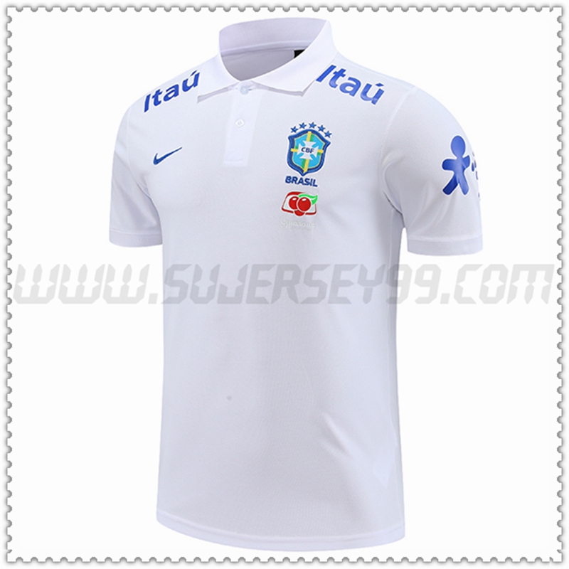 Polo Futbol Brasil Blanco 2022 2023