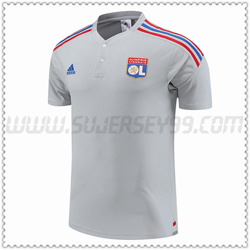 Polo Futbol Lyon Gris 2022 2023