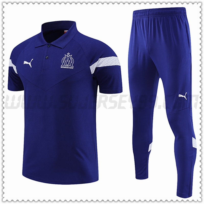 Polo Futbol Marsella OM + Pantalones Azul 2022 2023