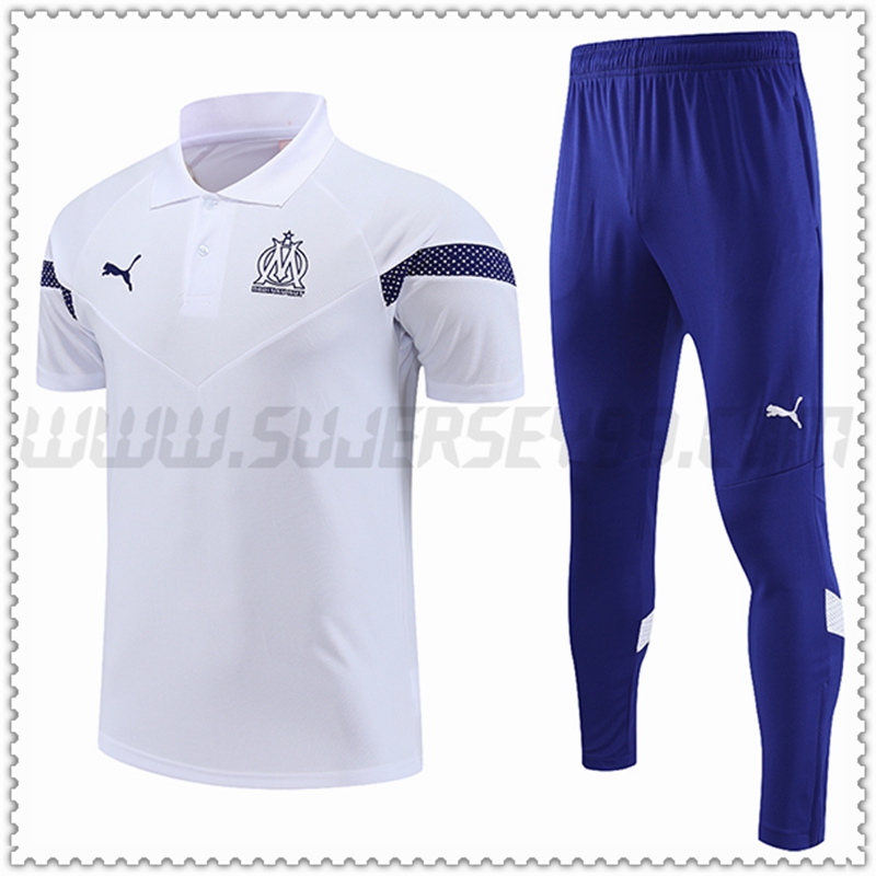 Polo Futbol Marsella OM + Pantalones Blanco 2022 2023