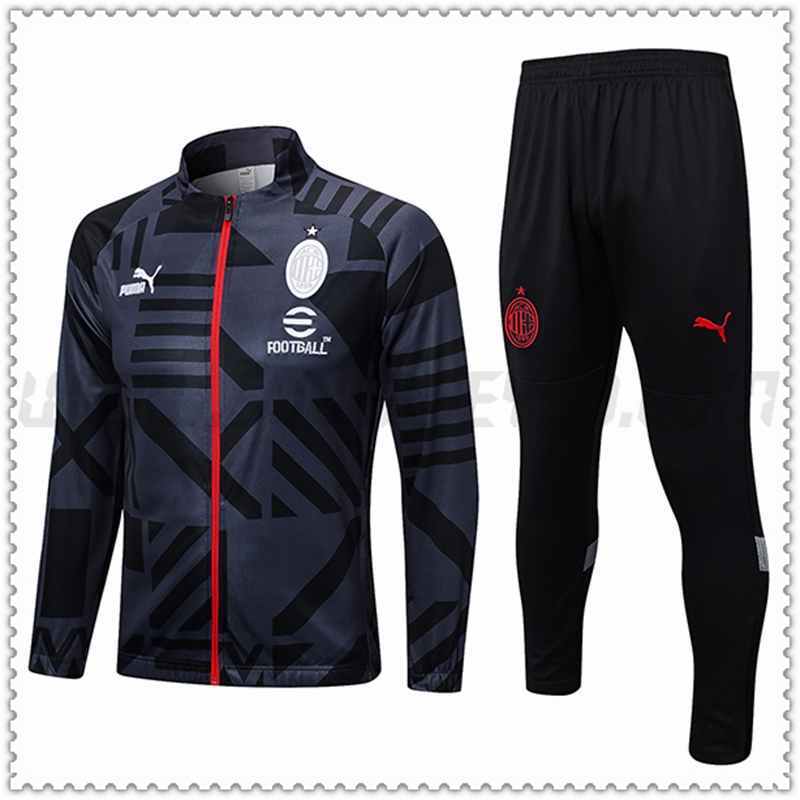 Chaqueta Chandal Futbol AC Milan Negro/Gris 2022 2023
