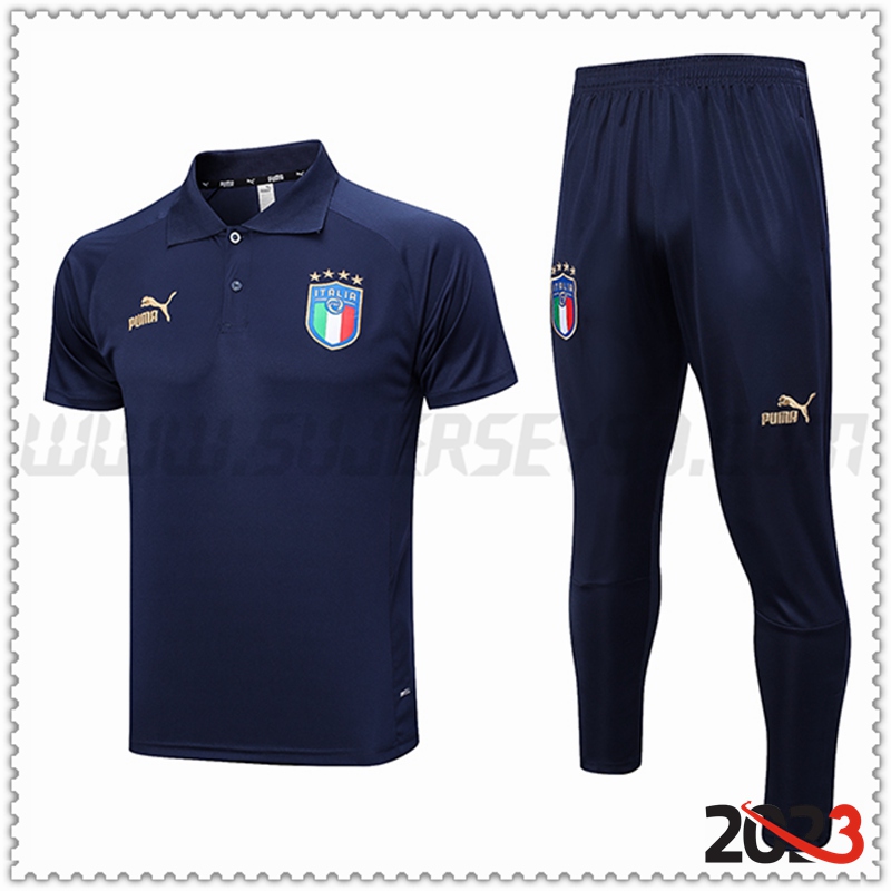 Polo Futbol Italia + Pantalones Azul Marino 2023 2024