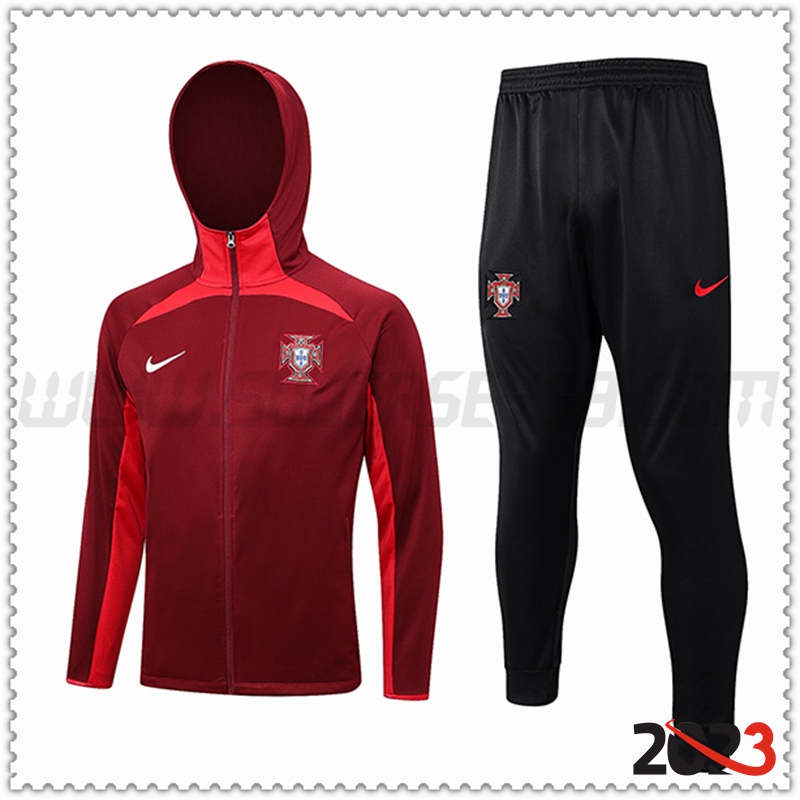 Tuta Rompevientos con Cappuccio Portugal Rojo 2023 2024