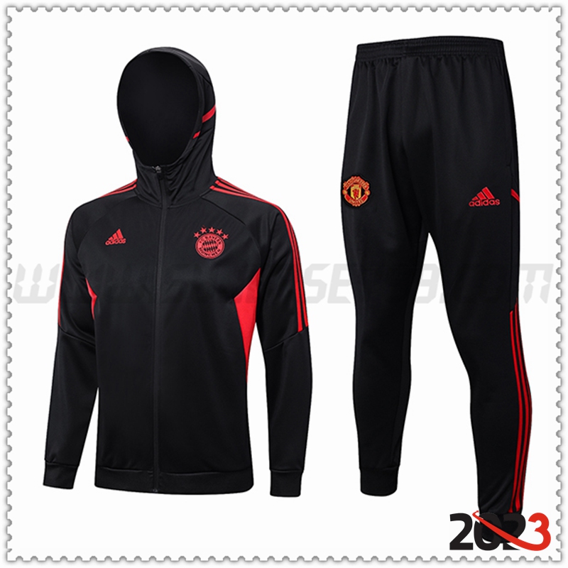 Tuta Rompevientos con Cappuccio Bayern Munich Negro 2023 2024